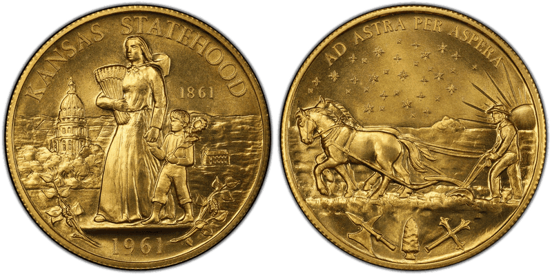 (1961) Gold So-Called Half Dollar, Kansas Statehood Centennial