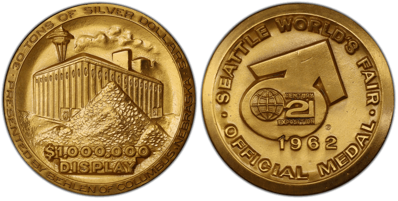 1962 Medal SH-25-4 Gilt Bronze 39mm Century 21-Million Dollar Display