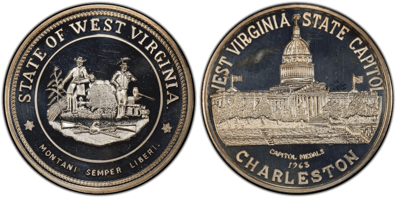 1963 Silver Medal West Virginia Capitol 39mm