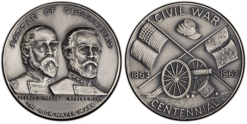 1963 Medal Battle Of Gettysburg Silver 63mm The High Water Mark