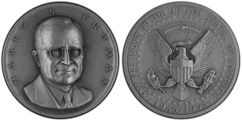 1963 Medal Harry S. Truman Matte Silver Medallic Art Co., NY