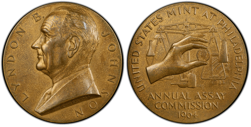 1964 Assay Commission Medal - JK-AC-108, Bronze, Lyndon B. Johnson