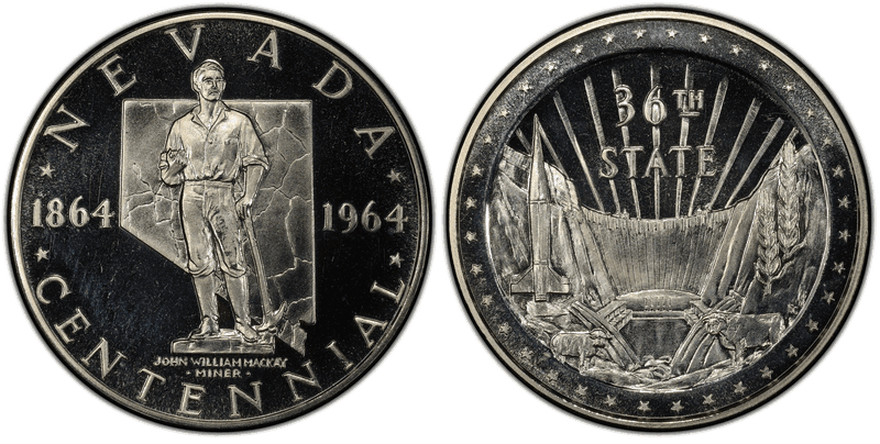 1964 Silver Medal D1965-1a, Nevada Centennial