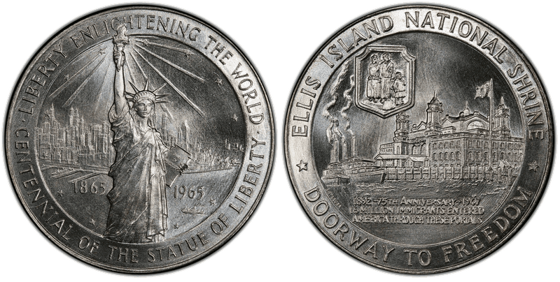 1965 Silver Medal D1965-4b, Ellis Island