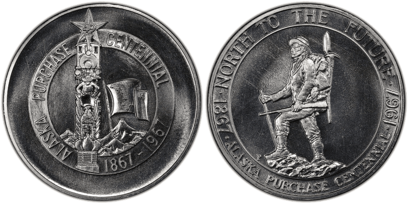 1967-P Medal D1967-3a, Platinum Alaska Purchase Centennial