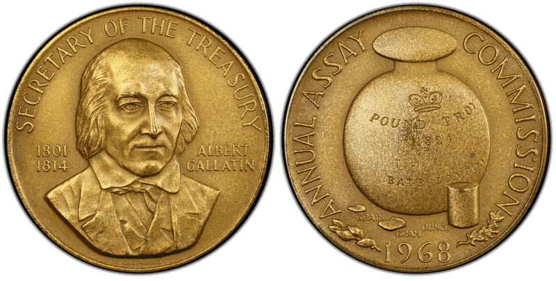 1968 Assay Commission Medal - JK-AC-112, Bronze, Albert Gallatin