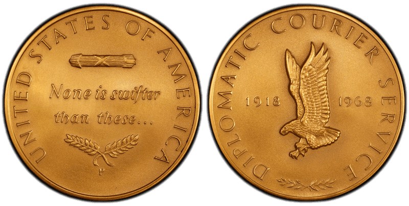1968 Medal D1968-3c Bronze 76mm Diplomatic Courier Anniversary