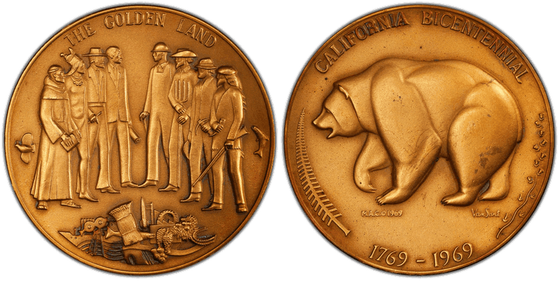 1969 Bronze Medal California Bicentennial 63mm Medallic Art Co., NY