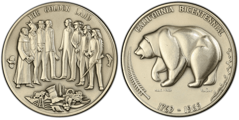 1969 Silver Medal California Bicentennial 63mm Medallic Art Co., NY