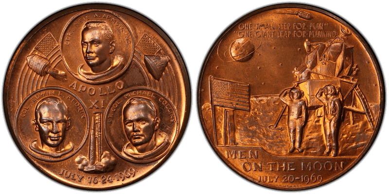 1969 Medal Apollo XI Copper Men on the Moon