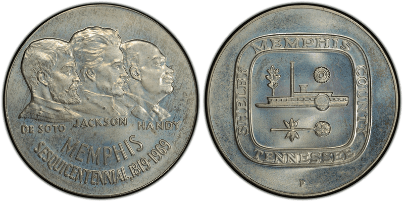 1969-P Silver Medal D1969-3a, Memphis Sesqui