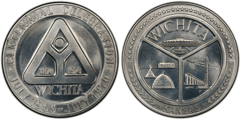 1970-P Silver Medal D1970-1a, Wichita Centennial