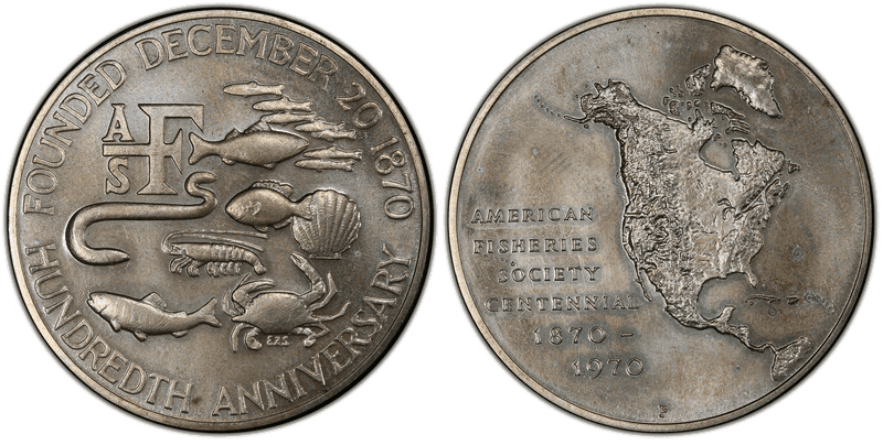 1970-P Silver Medal D1970-3a, Fisheries Society Centennia