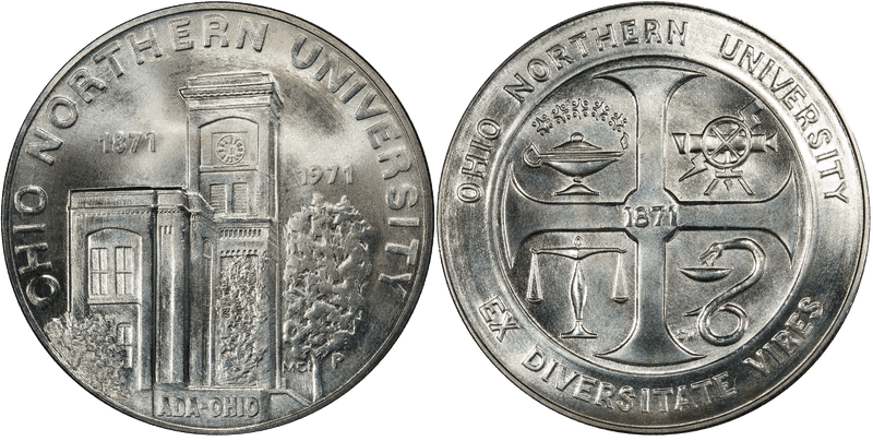 1971-P Silver Medal D1971-1a, Ohio Northern University