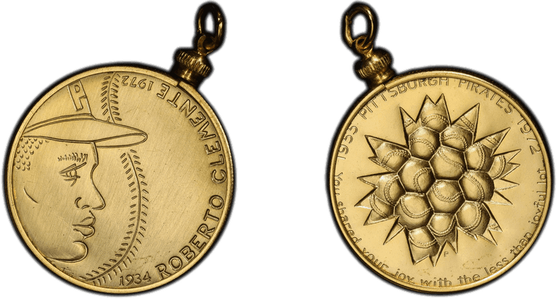 1972-P Medal D1972-1d, Gilt-Brass Roberto Clemente Mounted