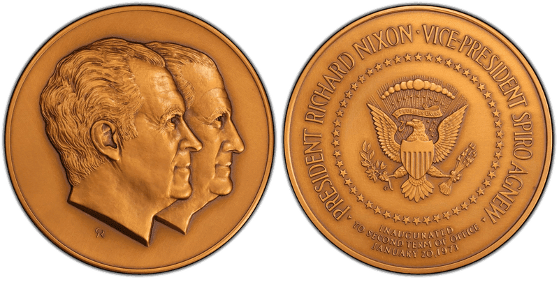 1973-FM Bronze Medal Nixon-Agnew 2nd Inauguration 72mm Antique Finish