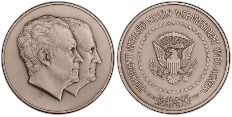 1973-FM Silver Medal Nixon-Agnew 2nd Inauguration 72mm Antique Finish