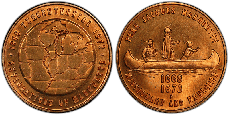 1973-P Bronze Medal D1973-1c, Marquette Explorations