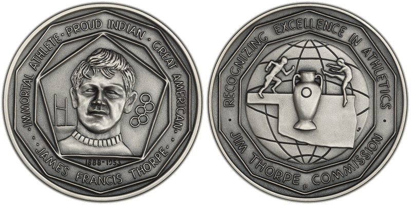 1973-P Silver Medal D1973-3b, 76mm Jim Thorpe Memorial