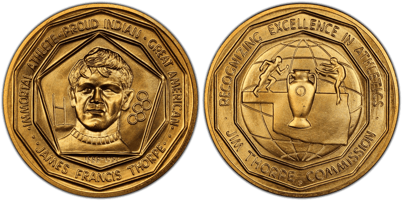 1973-P Bronze Medal D1973-3f, 38mm Jim Thorpe
