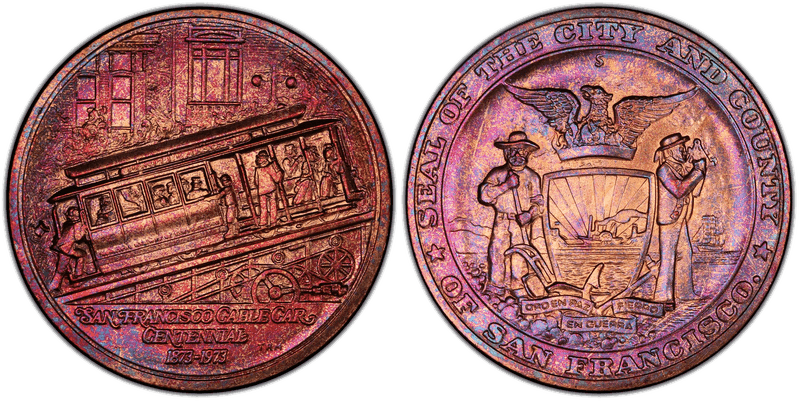 1973-S Bronze Medal D1973-2e, Cable Car