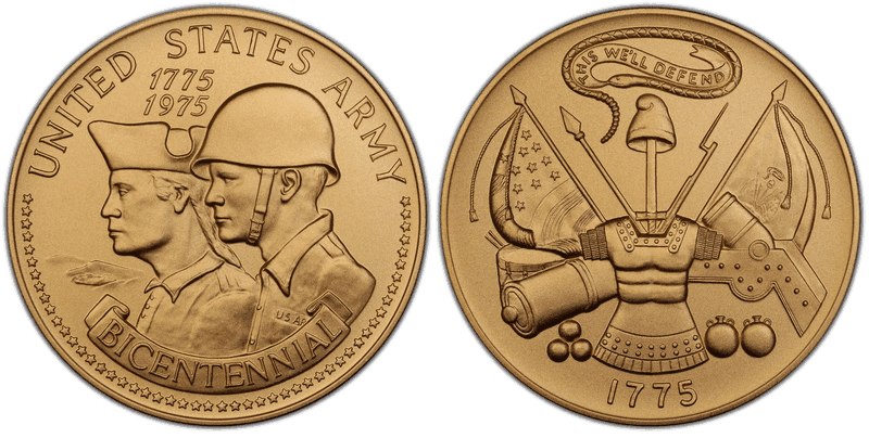 1975 Medal U.S. Army Bicentennial Yellow Bronze 76mm