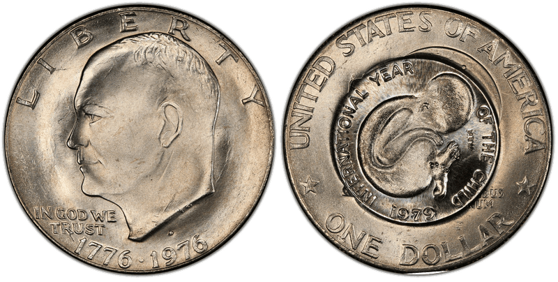 1979 (D) MW4 C/M on 1976-D T-2 $1 International Year of the Child Dollar
