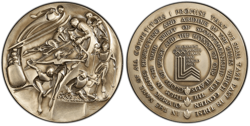1980 Medal XIII Olympic Winter Games Copper-Ni
