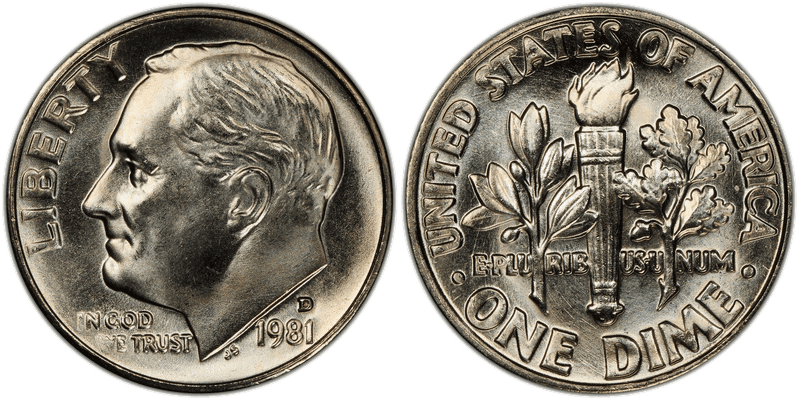1981 Roosevelt Dime