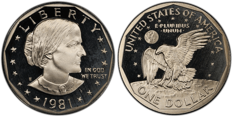 1981 (S) Proof Susan B. Anthony Dollar - Type 2