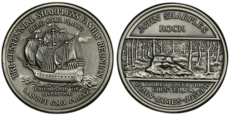 1982 Silver Medal Sharpless Family Tri-Centennial Reunion MACO