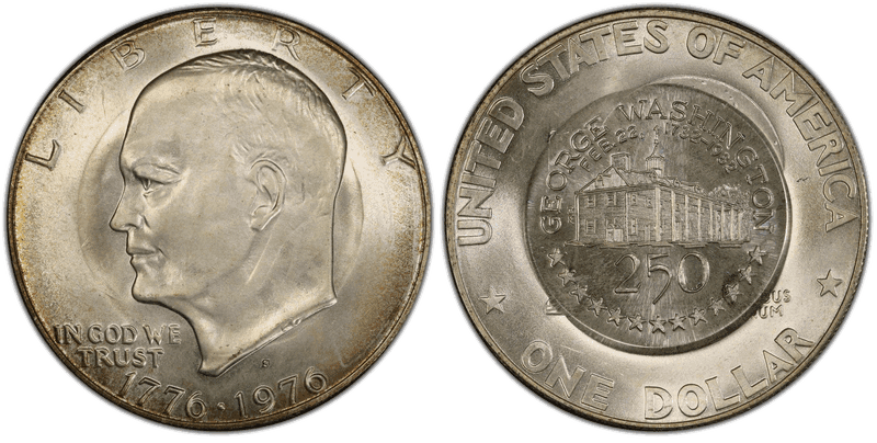 1976 (S) Eisenhower Dollar - 250th Anniversary Mel Wacks 17 Counterstamp