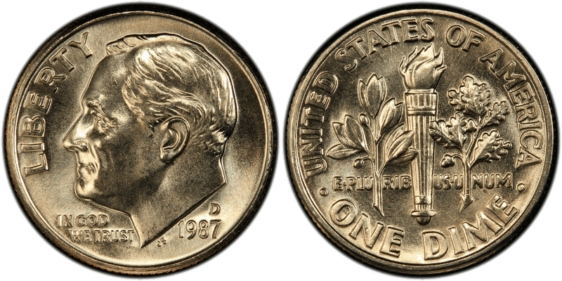 1987 Roosevelt Dime