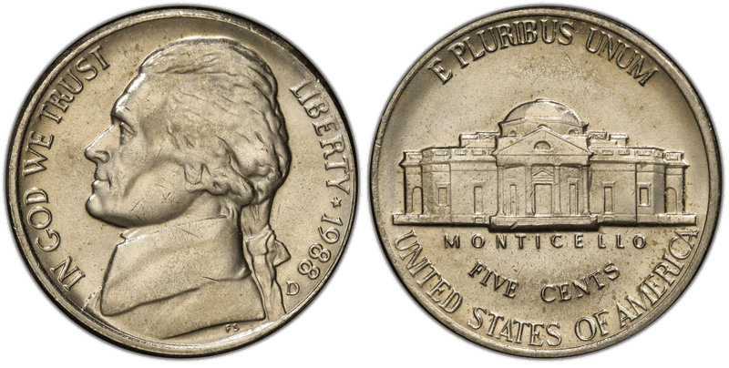 1988 Jefferson Nickel