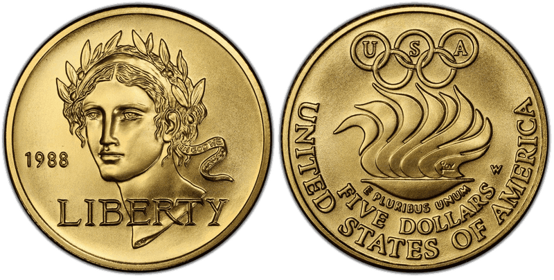 1988 Seoul Olympiad Commemorative Five Dollar Gold