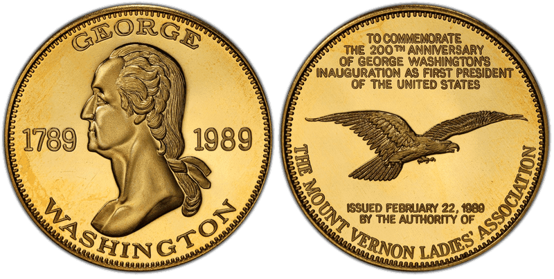1989 Medal George Washington 200th Anniv. Brass 39mm