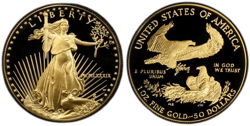 1989 (W) Proof American Eagle Fifty Dollar Gold