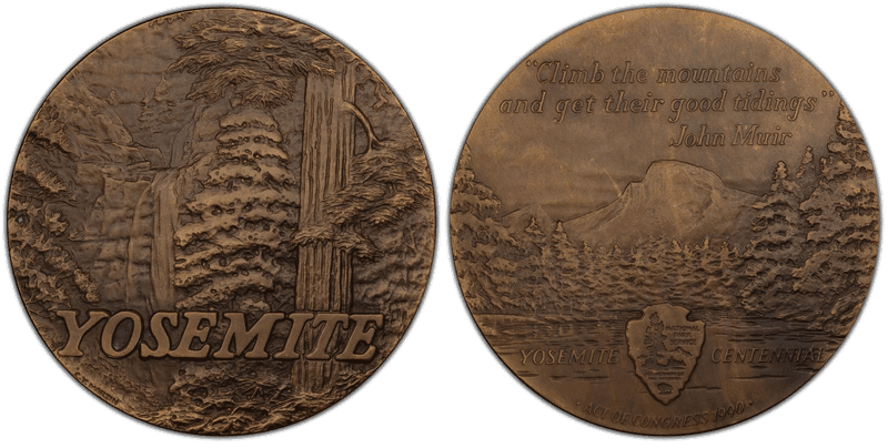 1990 Yosemite National Park Centennial Medal - Yellow Bronze 76mm