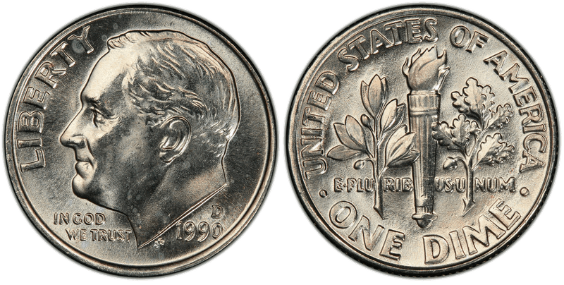 1990 Roosevelt Dime