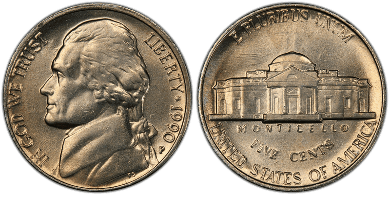 1990 (P) Jefferson Nickel