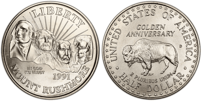 1991 Mount Rushmore Golden Anniversary Commemorative Half Dollar