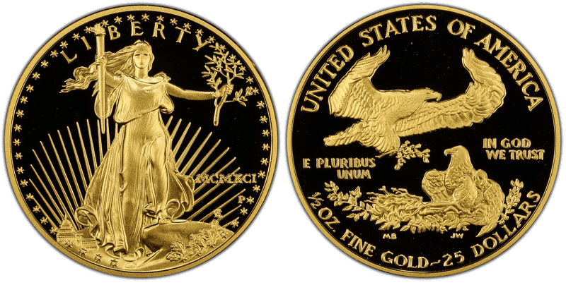 1991 (P) Proof American Eagle Twenty Five Dollar Gold