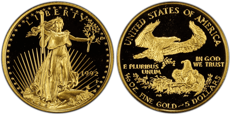 1992 (P) Proof American Eagle Five Dollar Gold