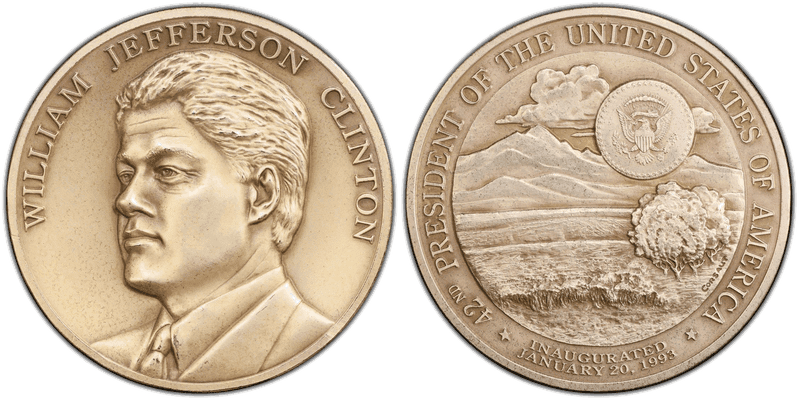 1993 Silver Medal Bill Clinton Inauguration 63mm Hoffman & Hoffman Mint