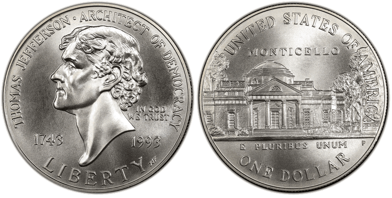 1993 Thomas Jefferson 250th Anniversary Commemorative Dollar
