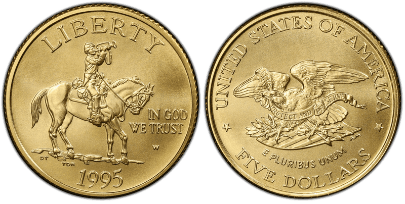 1995 Civil War Battlefield Preservation Commemorative Five Dollar Gold