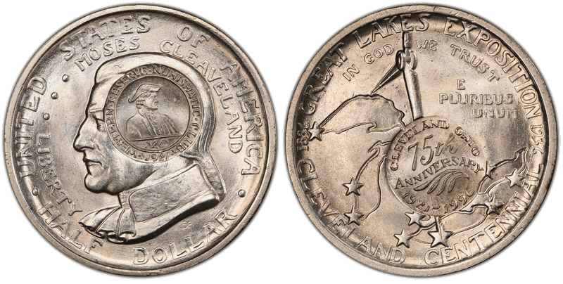 1996 Kennedy Half Dollar - Medal Western Reserve Numismatic Club C/M on 1936 Cleveland
