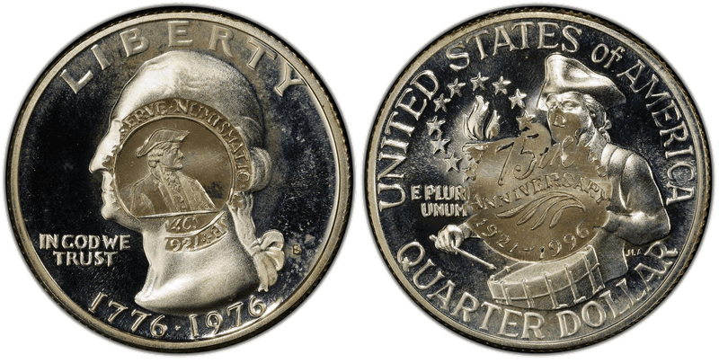 1996 Washington Quarter - Medal Western Reserve Numismatic Club C/M on 1976-S Silver