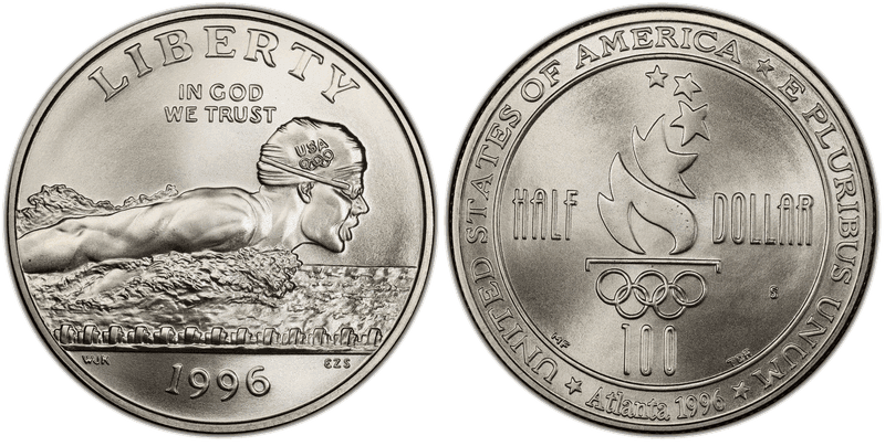1996 Atlanta Centennial Olympic Games - Swimming Commemorative Half Dollar