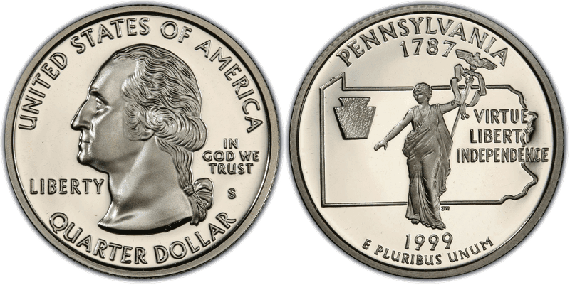 1999 (S) Proof Pennsylvania Silver State Quarter